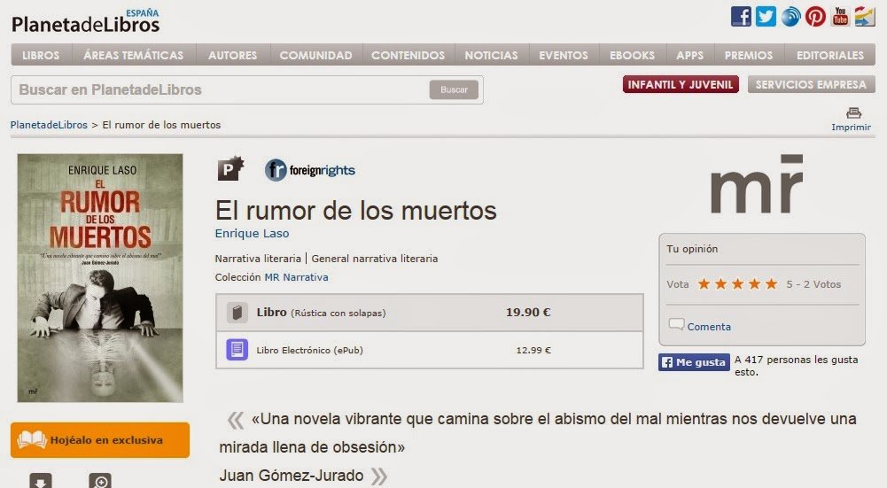Plane EL RUMOR DE LOS MUERTOS página oficial en Facebook